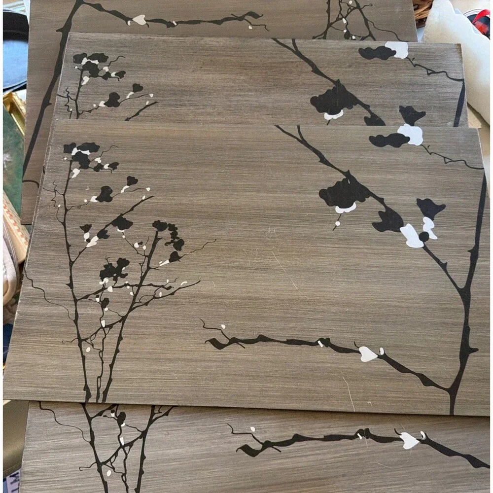 SET OF 4 Easy Clean Tree Abstract Vintage HEAT RESISTANT TABLE PLACEMENTS Wooden